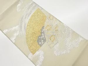 リサイクル　地紙に雲・流水・花唐草模様織出し袋帯